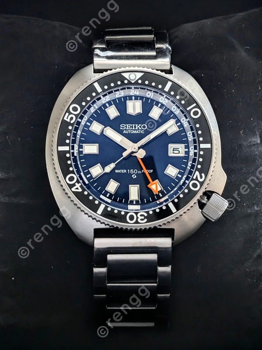 Full Titanium Seiko GMT Willard Automatic Blue Diver Mod Watch 45mm Sapphire AR